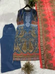 MODERN CHINON PRINT WITH SILVER DIAMOND WORK TOP BOTTOM WITH DUPATTA FESTIVE WEAR WHOLESALE PRICE ETHNIC GARMENT (3)