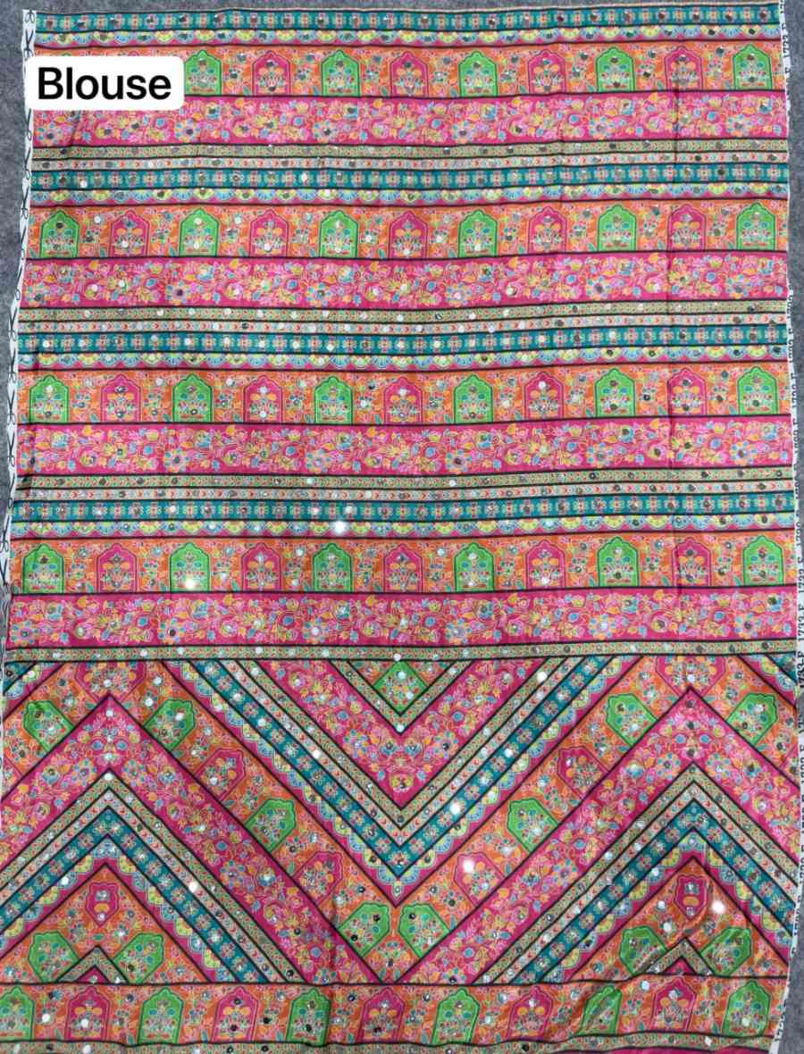 MODERN CHINON SILK DIGITAL PRINT WITH BEAUTIFUL MIRROR HANDWORK SAREE WITH UNSTITCHED BLOUSE PARTY WEAR WHOLESALE PRICE ETHNIC GARMENT (13)