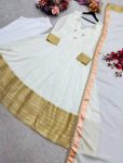 MODERN CHINON SILK EMBROIDERY CODING DORI& 5 MM SEQUENCES WORK GOWN BOTTOM WITH DUPATTA FESTIVE WEAR WHOLESALE PRICE ETHNIC GARMENT (7)