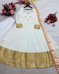 MODERN CHINON SILK EMBROIDERY CODING DORI& 5 MM SEQUENCES WORK GOWN BOTTOM WITH DUPATTA FESTIVE WEAR WHOLESALE PRICE ETHNIC GARMENT (7)