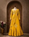 MODERN CHINON SILK MULTI THREAD EMBROIDERY + SEQUENCE WORK LEHENGA SAREE WITH STITCHED BLOUSE PARTY WEAR WHOLESALE PRICE ETHNIC GARMENT (2)