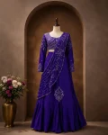 MODERN CHINON SILK MULTI THREAD EMBROIDERY + SEQUENCE WORK LEHENGA SAREE WITH STITCHED BLOUSE PARTY WEAR WHOLESALE PRICE ETHNIC GARMENT (6)
