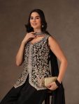 MODERN CHINON SILK SEQUENCE CODING EMBROIDERY WORK TOP PALAZZO WITH DUPATTA PARTY WEAR WHOLESALE PRICE ETHNIC GARMENT (10)