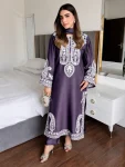 MODERN CHINON SILK THREAD EMBROIDERY WORK TOP PALAZZO WITH DUPATTA PURPLE