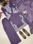 MODERN CHINON SILK THREAD EMBROIDERY WORK TOP PALAZZO WITH DUPATTA FESTIVE WEAR WHOLESALE PRICE ETHNIC GARMENT (10)