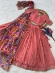 MODERN COSMOS SILK ZARI SEQUENCE EMBROIDERY WORK LEHENGA CHOLI WITH DUPATTA WEDDING WEAR WHOLESALE PRICE ETHNIC GARMENT (12)
