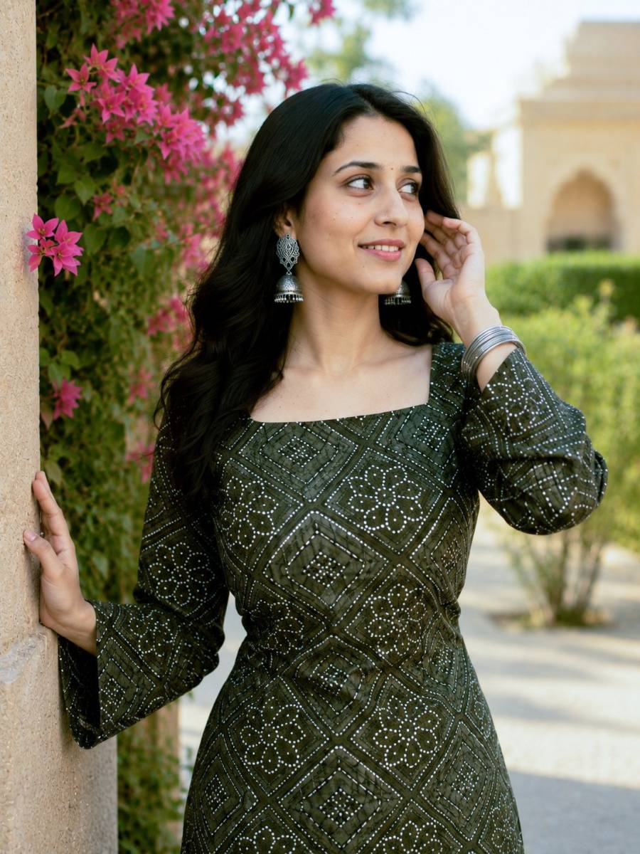 MODERN COTTON BANDHEJ PRINT WORK TOP PATIYALA SET DAILY WEAR WHOLESALE PRICE ETHNIC GARMENT (11)