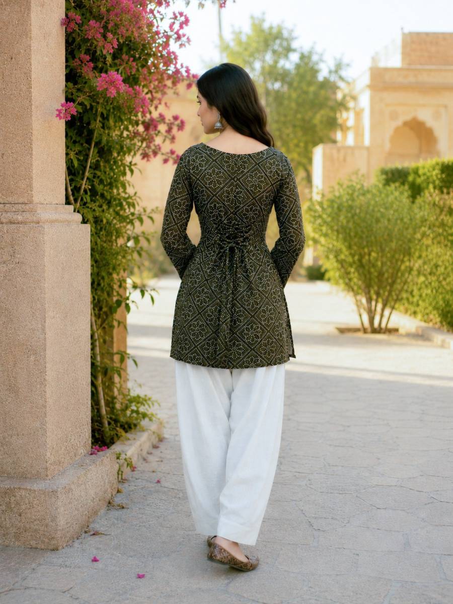 MODERN COTTON BANDHEJ PRINT WORK TOP PATIYALA SET DAILY WEAR WHOLESALE PRICE ETHNIC GARMENT (12)