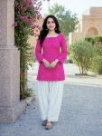 MODERN COTTON BANDHEJ PRINT WORK TOP PATIYALA SET PINK