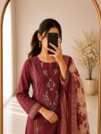 MODERN COTTON PRINT WITH EMBROIDERY SEQUENCE WORK TOP BOTTOM WITH DUPATTA FESTIVE WEAR WHOLESALE PRICE ETHNIC GARMENT (5)