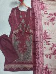 MODERN COTTON PRINT WITH EMBROIDERY SEQUENCE WORK TOP BOTTOM WITH DUPATTA FESTIVE WEAR WHOLESALE PRICE ETHNIC GARMENT (5)