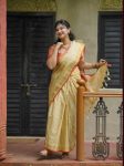 MODERN COTTON SILK WEAVING WORK SAREE WITH UNSTITCHED BLOUSE CREAM
