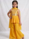MODERN CREPE SEQUENCE EMBROIDERED WORK KID’S TOP PALAZZO WITH DUPATTA SET FESTIVE WEAR WHOLESALE PRICE ETHNIC GARMENT (7)