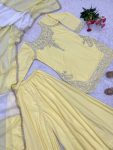 MODERN CREPE SILK EMBROIDERY SEQUENCE WORK WITH APPLE CUT WORK TOP PALAZZO WITH DUPATTA WEDDING WEAR WHOLESALE PRIC ETHNIC GARMENT (9)