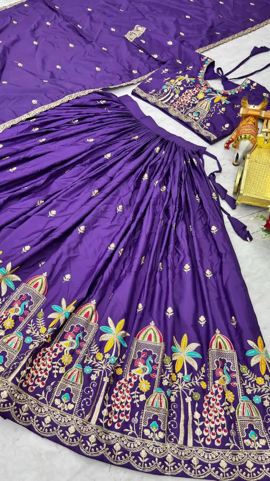 MODERN CREPE SILK EMBROIDERY SEQUENCE WORK WITH THREAD WORK LEHENGA CHOLI WITH DUPATTA WEDDING WEAR WHOLESALE PRICE ETHNIC GARMENT (8)