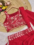 MODERN CREPE SILK MULTI THREAD EMBROIDERY SEQUENCE WORK LEHENGA SAREE PARTY WEAR WHOLESALE PRICE ETHNIC GARMENT (3)