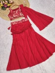 MODERN CREPE SILK MULTI THREAD EMBROIDERY SEQUENCE WORK LEHENGA SAREE PARTY WEAR WHOLESALE PRICE ETHNIC GARMENT (3)