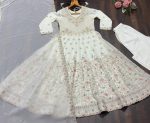 MODERN FAUX BLOOMING SEQUENCE & ZARI THREAD EMBROIDERY WORK GOWN BOTTOM WITH DUPATTA WEDDING WEAR WHOLESALE PRICE ETHNIC GARMENT (3)