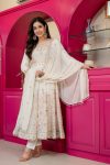 MODERN FAUX BLOOMING SEQUENCE & ZARI THREAD EMBROIDERY WORK GOWN BOTTOM WITH DUPATTA WEDDING WEAR WHOLESALE PRICE ETHNIC GARMENT (3)