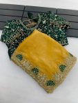 MODERN FENDY SATIN SILK SEQUENCE AND ZARI EMBROIDERY WITH CUTWORK BORDER SAREE WITH STITCHED BLOUSE FESTIVE WEAR WHOLESALE PRICE ETHNIC GARMENT (4)