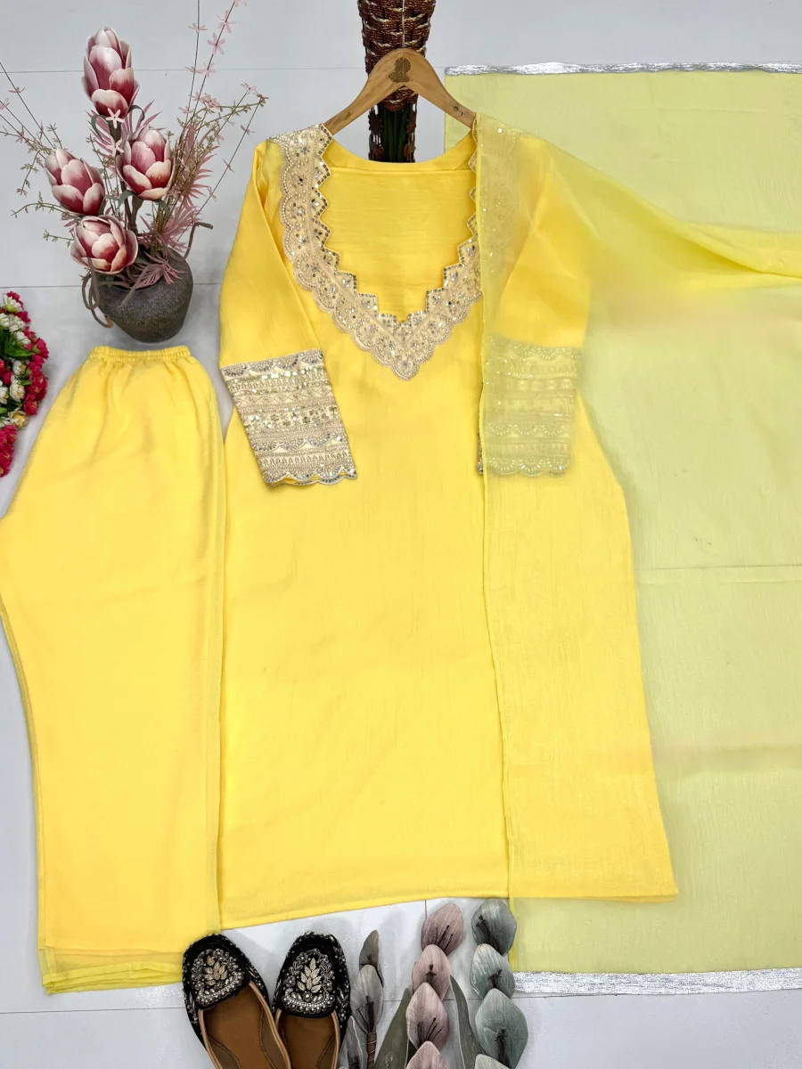 MODERN FENDY SILK EMBROIDERY CODING SEQUENCE WITH HAND WORK TOP BOTTOM CHOLI WITH DUPATTA FESTIVE WEAR WHOLESALE PRICE ETHNIC GARMENT (6)