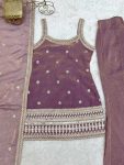 MODERN FENDY SILK EMBROIDERY SEQUENCE DORI AND JARI WORK TOP PALAZZO WITH DUPATTA FESTIVE WEAR WHOLESALE PRICE ETHNIC GARMENT (3)