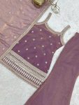MODERN FENDY SILK EMBROIDERY SEQUENCE DORI AND JARI WORK TOP PALAZZO WITH DUPATTA FESTIVE WEAR WHOLESALE PRICE ETHNIC GARMENT (3)