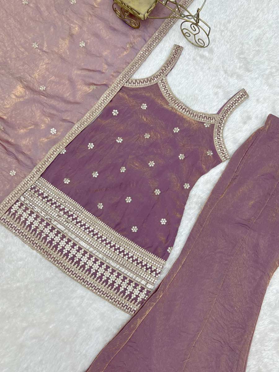MODERN FENDY SILK EMBROIDERY SEQUENCE DORI AND JARI WORK TOP PALAZZO WITH DUPATTA FESTIVE WEAR WHOLESALE PRICE ETHNIC GARMENT (12)