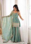 MODERN FENDY SILK EMBROIDERY SEQUENCE DORI AND JARI WORK TOP PALAZZO WITH DUPATTA FESTIVE WEAR WHOLESALE PRICE ETHNIC GARMENT (5)