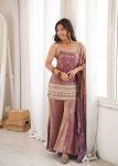 MODERN FENDY SILK EMBROIDERY SEQUENCE DORI AND JARI WORK TOP PALAZZO WITH DUPATTA FESTIVE WEAR WHOLESALE PRICE ETHNIC GARMENT (3)