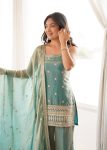 MODERN FENDY SILK EMBROIDERY SEQUENCE DORI AND JARI WORK TOP PALAZZO WITH DUPATTA FESTIVE WEAR WHOLESALE PRICE ETHNIC GARMENT (5)