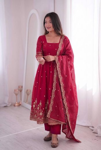 MODERN FENDY SILK EMBROIDERY  SEQUENCE WORK GOWN BOTTOM WITH DUPATTA RANI