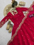 MODERN FENDY SILK EMBROIDERY SEQUENCE WORK GOWN BOTTOM WITH DUPATTA FESTIVE WEAR WHOLESALE PRICE ETHNIC GARMENT (11)