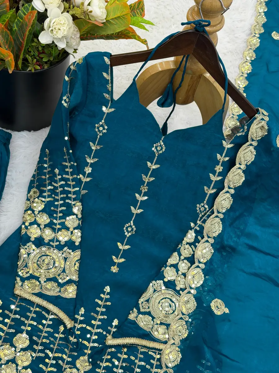 MODERN FENDY SILK EMBROIDERY SEQUENCE WORK TOP PALAZZO WITH DUPATTA FESTIVE WEAR WHOLESALE PRICE ETHNIC GARMENT (1)