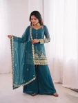 MODERN FENDY SILK EMBROIDERY SEQUENCE WORK TOP PALAZZO WITH DUPATTA FESTIVE WEAR WHOLESALE PRICE ETHNIC GARMENT (5)