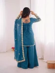MODERN FENDY SILK EMBROIDERY SEQUENCE WORK TOP PALAZZO WITH DUPATTA FESTIVE WEAR WHOLESALE PRICE ETHNIC GARMENT (5)