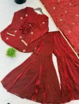 MODERN FENDY SILK EMBROIDERY SEQUENCE WORK TOP SHARARA WITH DUPATTA FESTIVE WEAR WHOLESALE PRICE ETHNIC GARMENT (2)