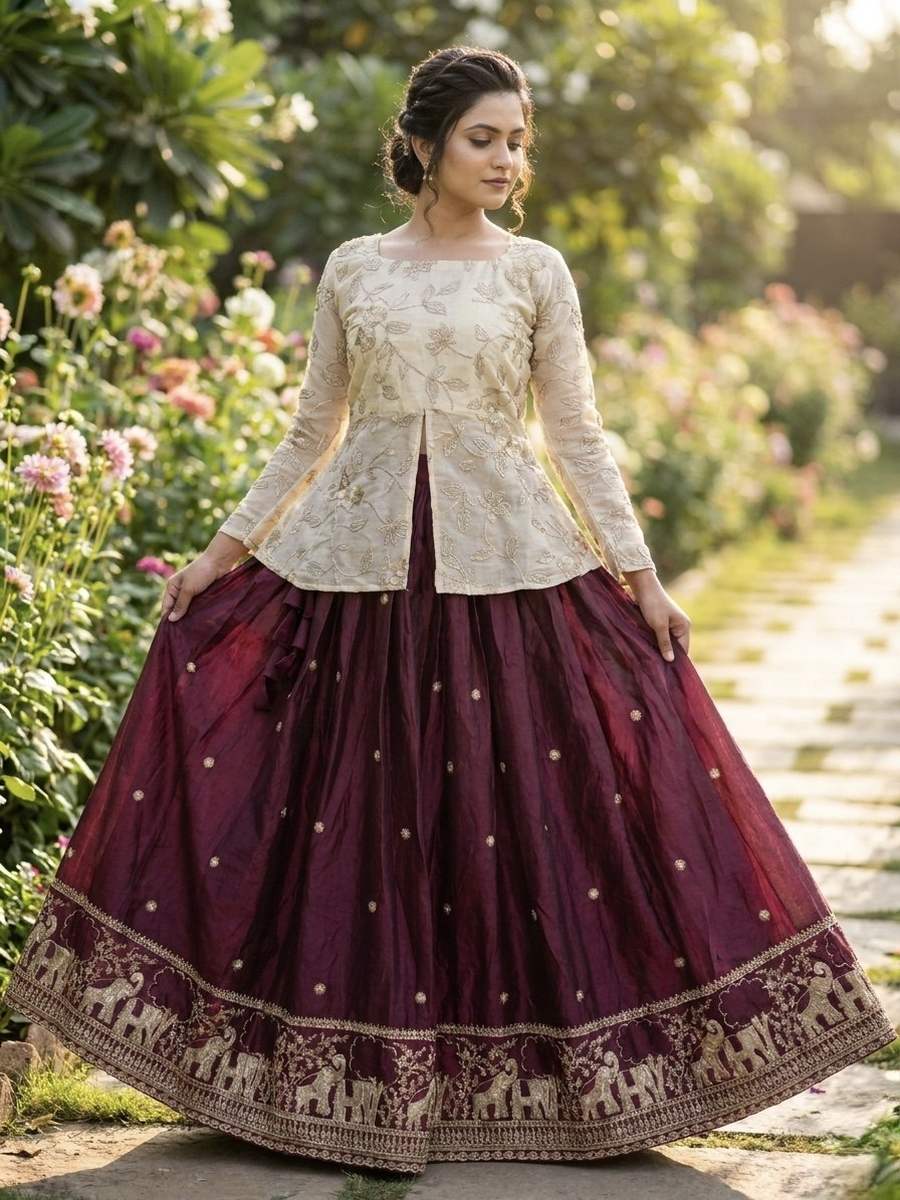 MODERN FENDY SILK PIPE & ZARI EMBROIDERED WORK LEHENGA CHOLI SET FESTIVE WEAR WHOLESALE PRICE ETHNIC GARMENT (10)