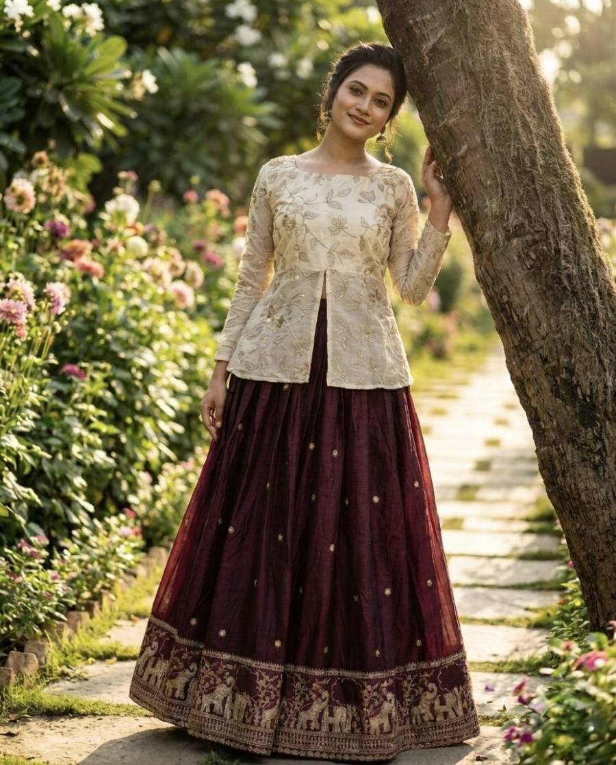 MODERN FENDY SILK PIPE & ZARI EMBROIDERED WORK LEHENGA CHOLI SET FESTIVE WEAR WHOLESALE PRICE ETHNIC GARMENT (12)