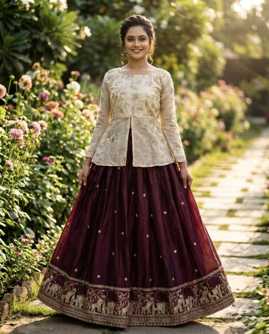 MODERN FENDY SILK PIPE & ZARI EMBROIDERED WORK LEHENGA CHOLI SET FESTIVE WEAR WHOLESALE PRICE ETHNIC GARMENT (14)