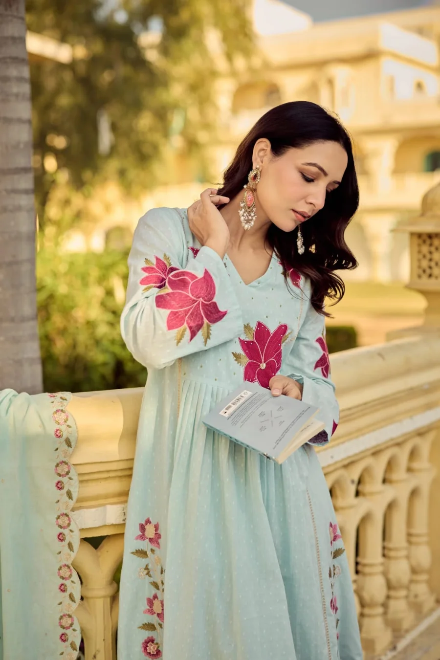 MODERN GEORGETTE BUTTI WITH EMBROIDERY WORK TOP BOTTOM WITH DUPATTA FESTIVE WEAR WHOLESALE PRICE ETHNIC GARMENT (12)