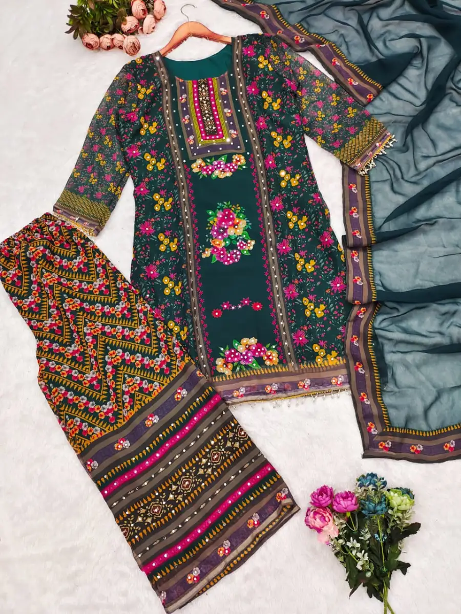 MODERN GEORGETTE DIGITAL PRINT & REAL MIRROR WORK TOP PALAZZO WITH DUPATTA FESTIVE WEAR WHOLESALE PRICE ETHNIC GARMENT (6)