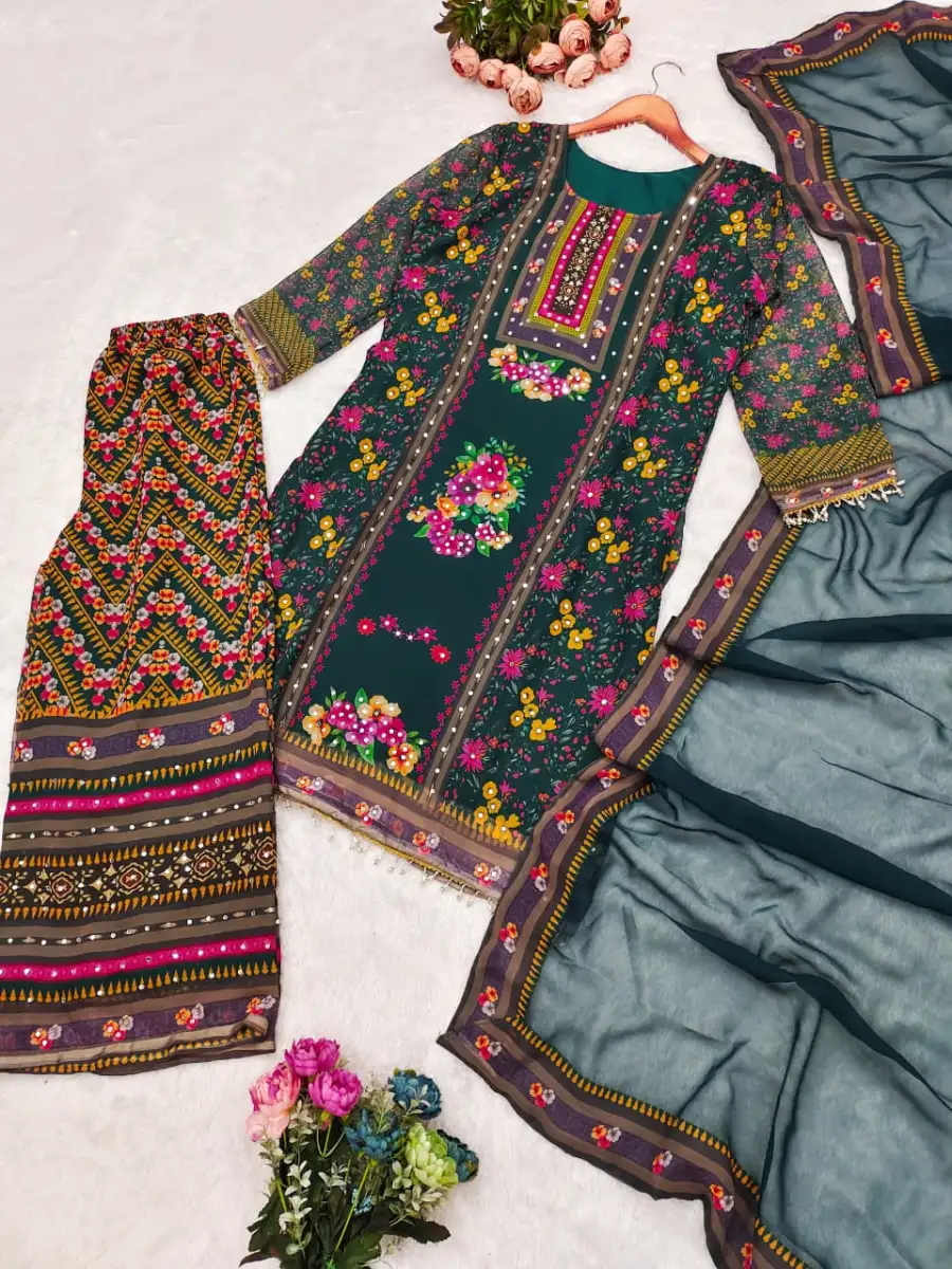 MODERN GEORGETTE DIGITAL PRINT & REAL MIRROR WORK TOP PALAZZO WITH DUPATTA FESTIVE WEAR WHOLESALE PRICE ETHNIC GARMENT (7)