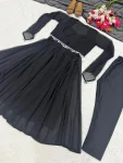MODERN GEORGETTE FANCY LACE WORK GOWN KOTI AND BOTTOM F WITH DUPATTA FESTIVE WEAR WHOLESALE PRICE ETHNIC GARMENT (7)