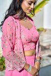 MODERN GEORGETTE FORAL EMBROIDERY WITH SEQUENCE WORK KOTI BLOUSE AND PALAZZO PARTY WEAR WHOLESALE PRICE ETHNIC GARMENT (2)
