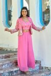 MODERN GEORGETTE FORAL EMBROIDERY WITH SEQUENCE WORK KOTI BLOUSE AND PALAZZO PARTY WEAR WHOLESALE PRICE ETHNIC GARMENT (2)