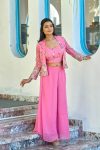 MODERN GEORGETTE FORAL EMBROIDERY WITH SEQUENCE WORK KOTI BLOUSE AND PALAZZO PARTY WEAR WHOLESALE PRICE ETHNIC GARMENT (2)