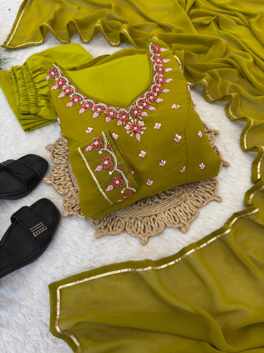 MODERN GEORGETTE HANDWORK GOWN BOTTOM WITH DUPATTA FESTIVE WEAR WHOLESALE PRICE ETHNIC GARMENT (12)