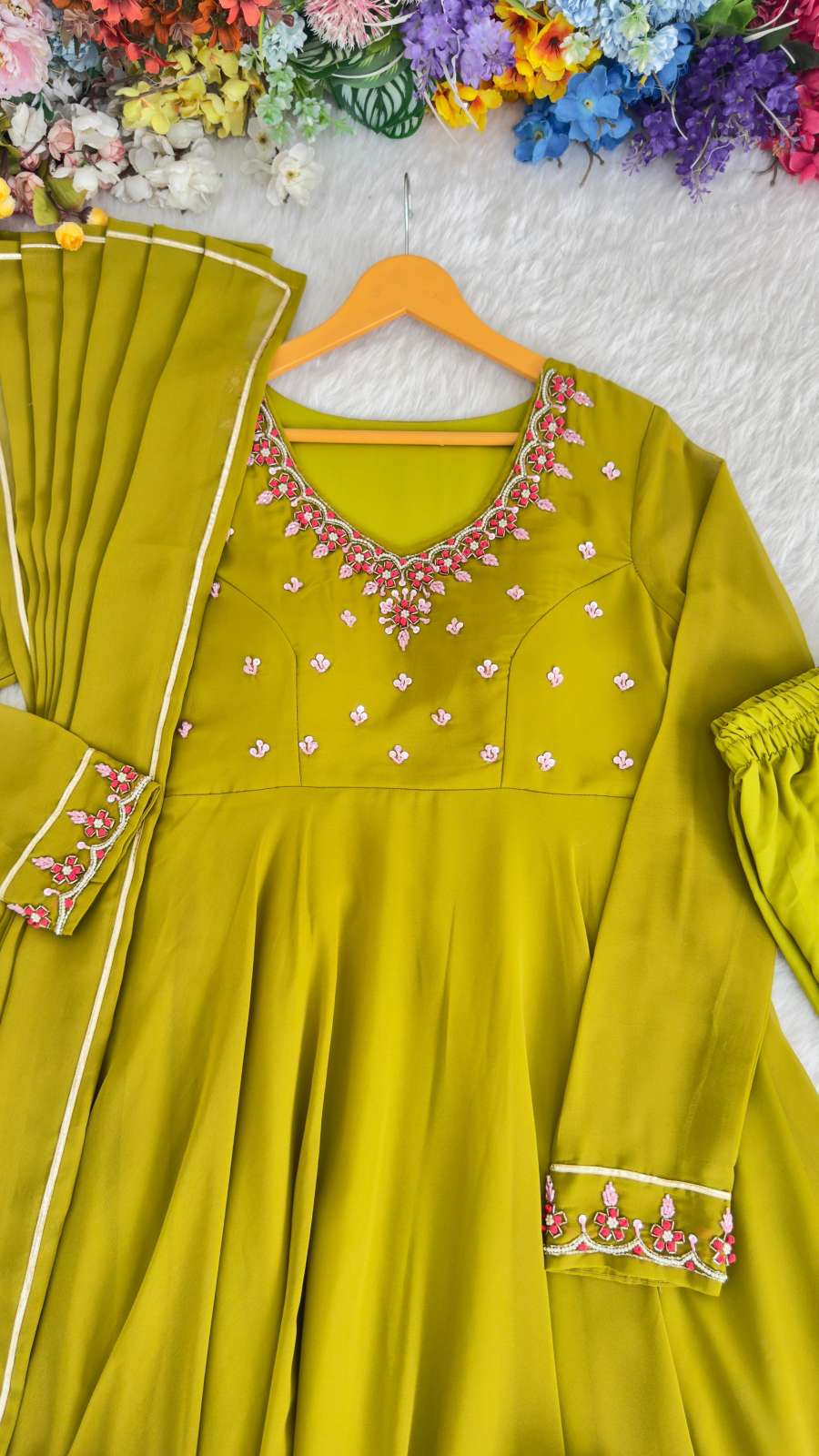 MODERN GEORGETTE HANDWORK GOWN BOTTOM WITH DUPATTA FESTIVE WEAR WHOLESALE PRICE ETHNIC GARMENT (9)