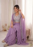 MODERN GEORGETTE PLAIN SHARARA WITH EMBROIDERED WORK BLOUSE AND DUPATTA PARTY WEAR WHOLESALE PRICE ETHNIC GARMENT (8)